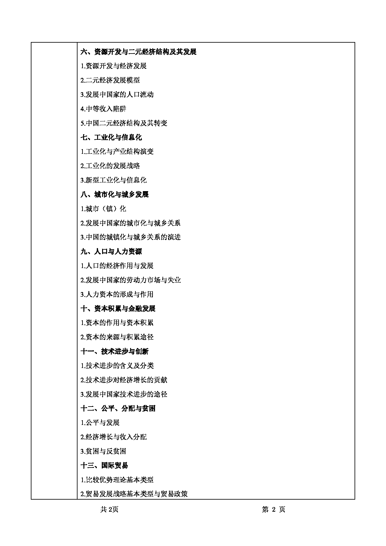 2025考研大纲：甘肃农业大学2025年考研342农业知识综合四（“发展经济学”部分）考试大纲第2页