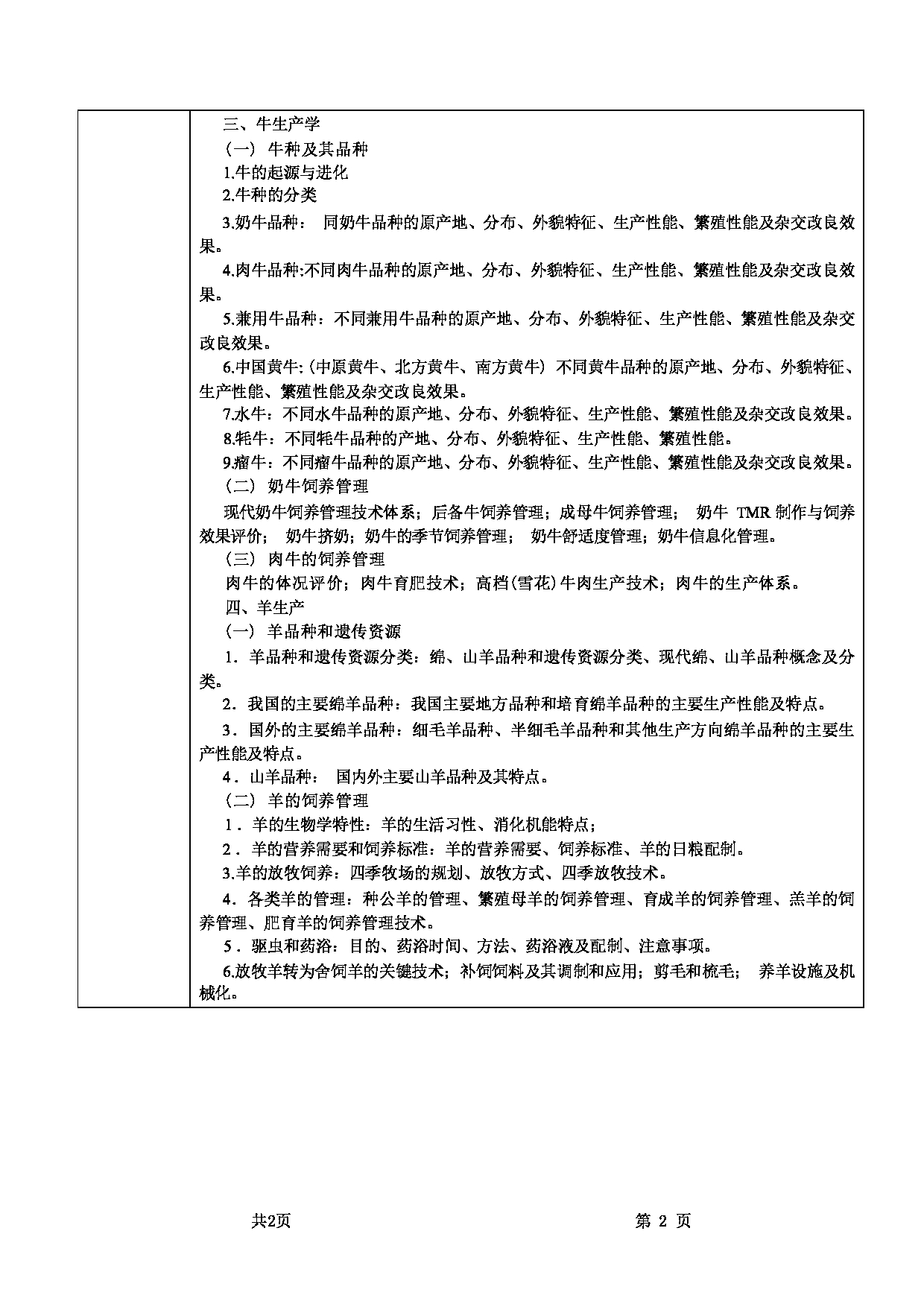 2025考研大纲：甘肃农业大学2025年考研自命题科目 820动物生产学 考试大纲第2页