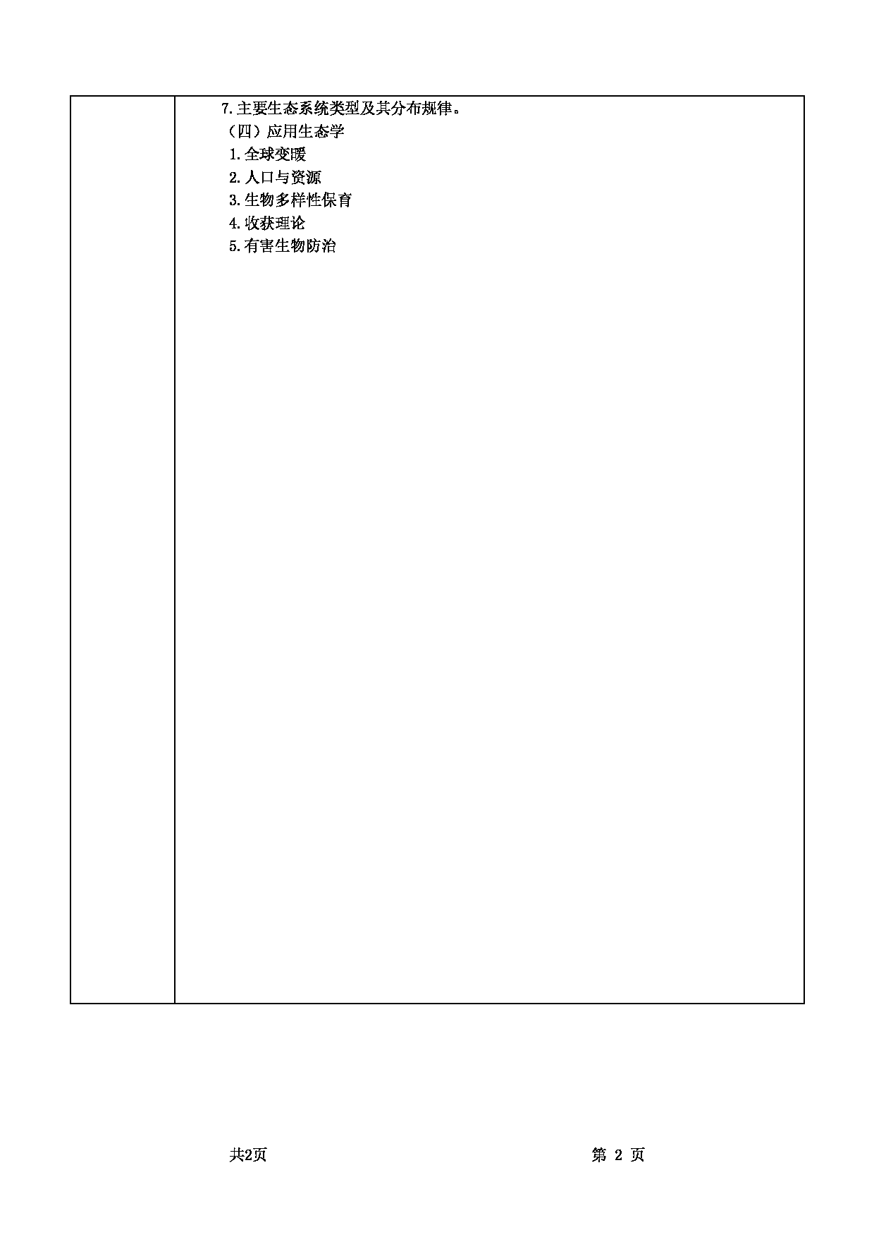 2025考研大纲：甘肃农业大学2025年考研自命题科目 803普通生态学 考试大纲第2页